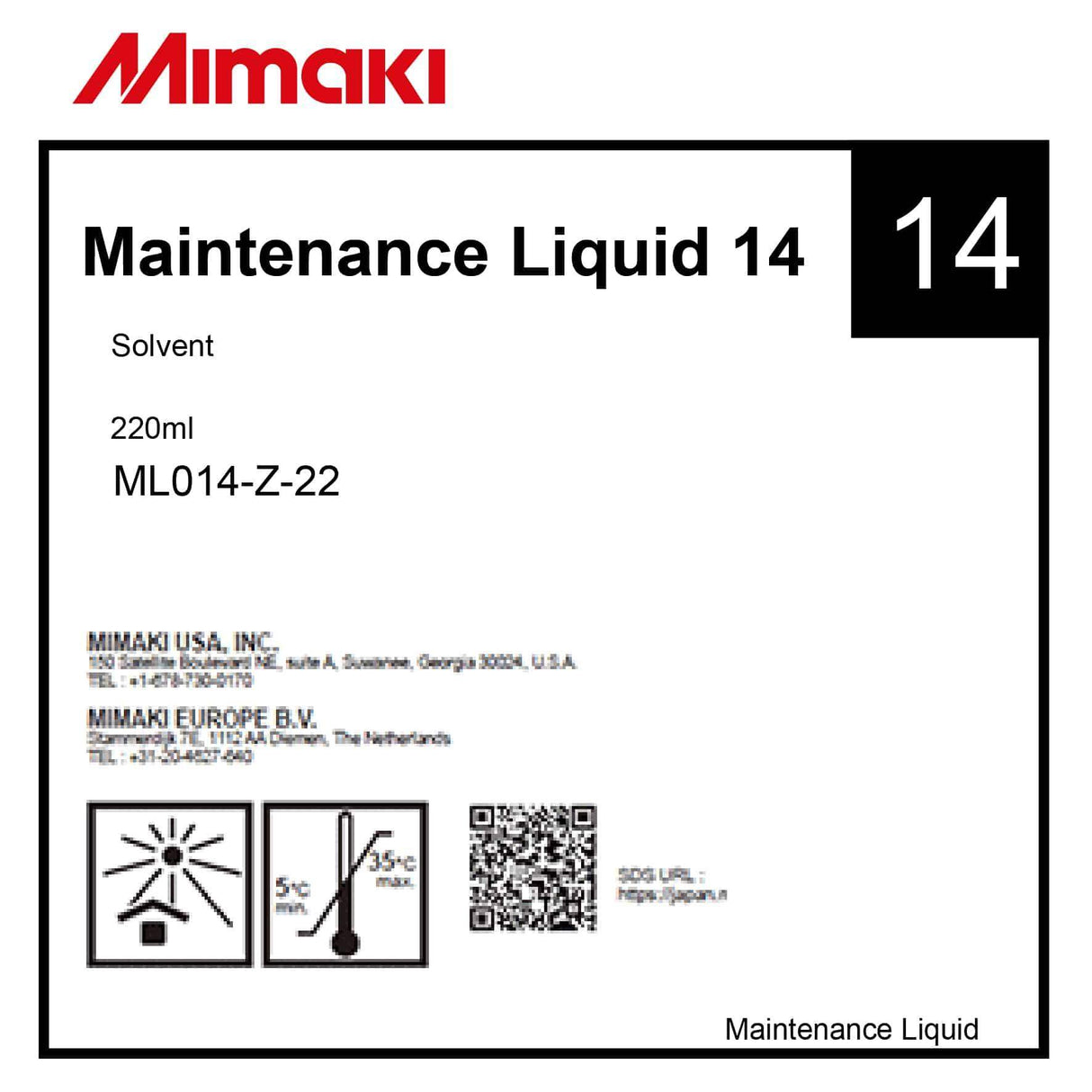 Mimaki SS21 Ink Cleaning Cartridge SPC-0294 / ML014-Z-22